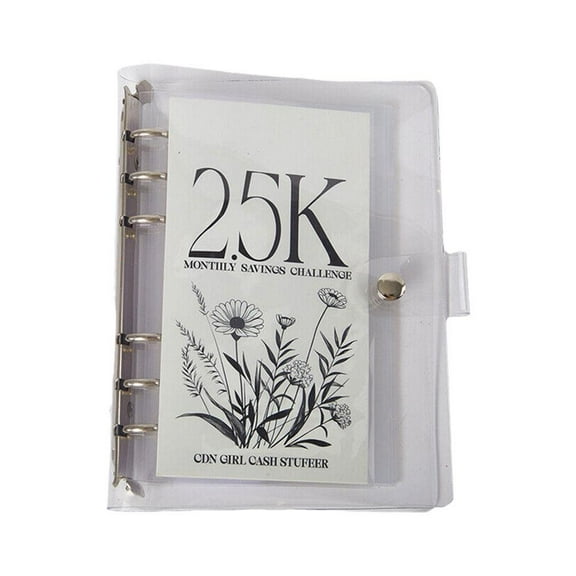 BOWTONG PVC Loose-leaf Book Saving Challenge Easy And Funny Way To Save 2.5K/5K/10K Savings Planner Budget And For Cash Envelopes E4C1