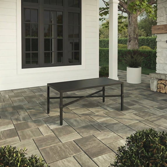 My Texas House Cambria Rectangular Steel Outdoor Coffee Table, Black