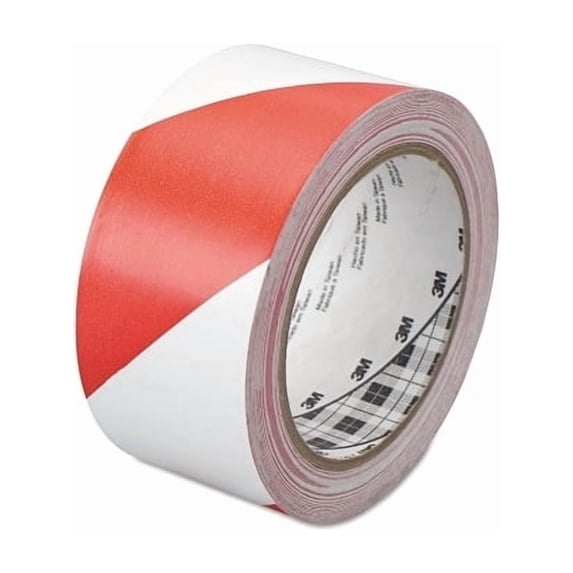 Hazard Marking Vinyl Tape, 2 in x 36 yd, Red/White