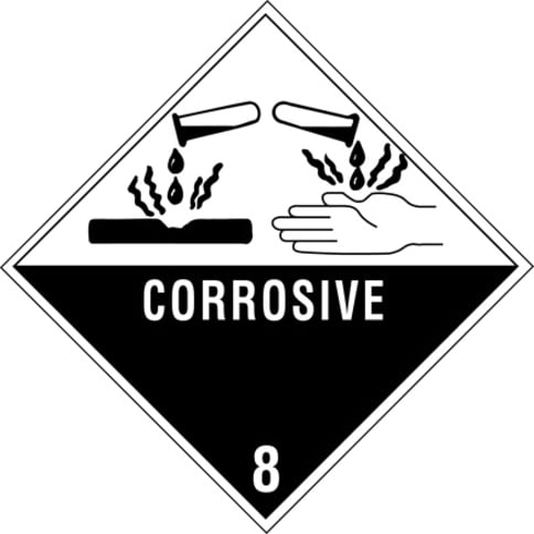 Tape Logic Labels "Corrosive - 8" 4" x 4" Black/White 500/Roll DL5240