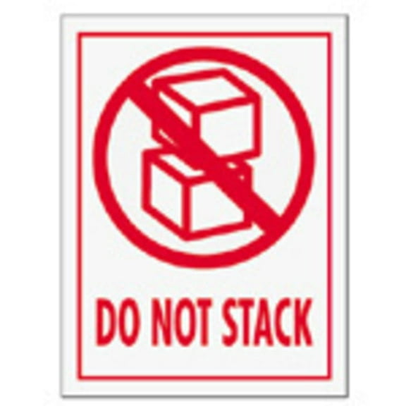 Tape Logic Preprinted International Safe-Handling Labels, IPM309, "Do Not Stack," 3" x 4", Red, Pack Of 500