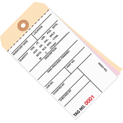 Manila Inventory Tags, 3-Part Carbonless, 500-999, Box Of 500