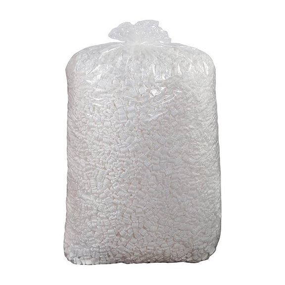Packing Peanuts, 20 cu. ft. Bag, S-Shaped, White, 45 in Bag Ht