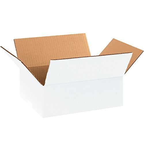 BOX USA 25 Pack of Corrugated Cardboard Boxes, 11 1/4" L x 8 3/4" W x 4" H, White, Shipping, Packing and Moving