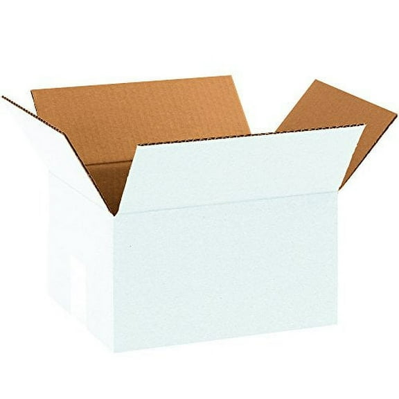 BOX USA B864W Corrugated Boxes, 8" x 6" x 4", White (Pack of 25)