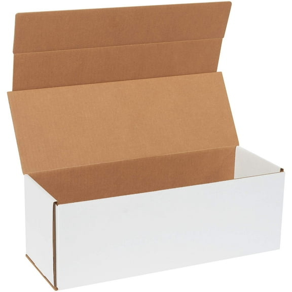 BOX USA Corrugated Cardboard Mailers, 17 x 6 x 6 Inches, Tuck Top One-Piece, Die-Cut Shipping Cartons, Large White Mailing Boxes Pack of 50