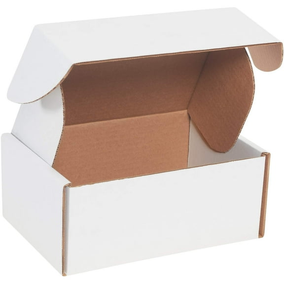 BOX USA Deluxe Literature Cardboard Mailers, 9 x 6 1/4 x 4 Inches, Corrugated Die-Cut Shipping Boxes, Medium White Mailing Boxes Pack of 50