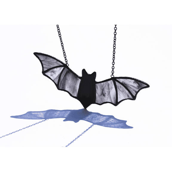 BOXCASA Bat Stained Glass Window Hanging Suncatcher for Window,Halloween Bat Decoration 7.13.0 inch