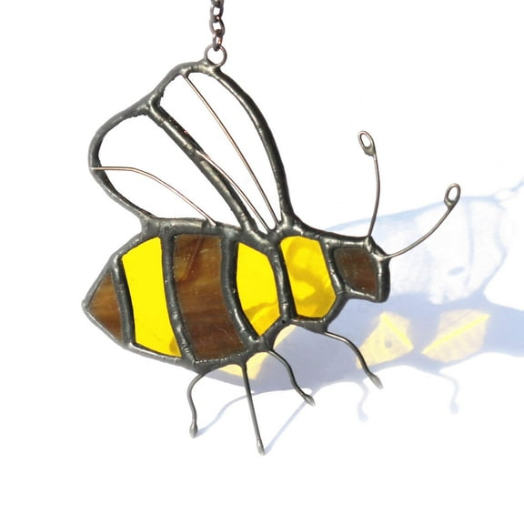 BOXCASA Bee Suncatcher Stained Glass Window Hangings Ornament Honeybee Suncatcher Gifts for Women Gifts for Lover for Mom (Gifts for mom/Grandma Gifts/Birthday Gifts for mom) 3.35×2.36 inch