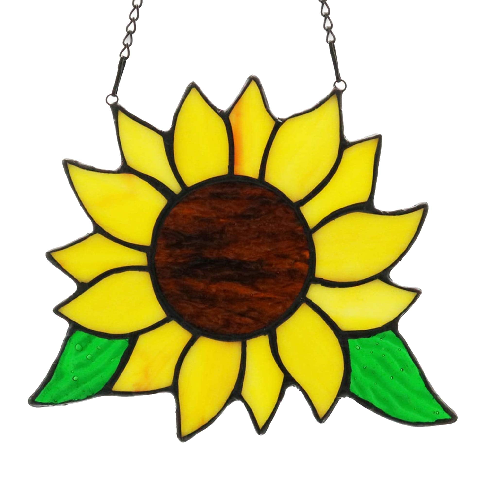 BOXCASA Sunflower Gift Stained Glass Window Hanging,Handmade Sunflower Decoration for Kitchen Window, Birthday Gift Housewarming Gift for Women,Gift for Mom,Grandma 5×6 INCH…