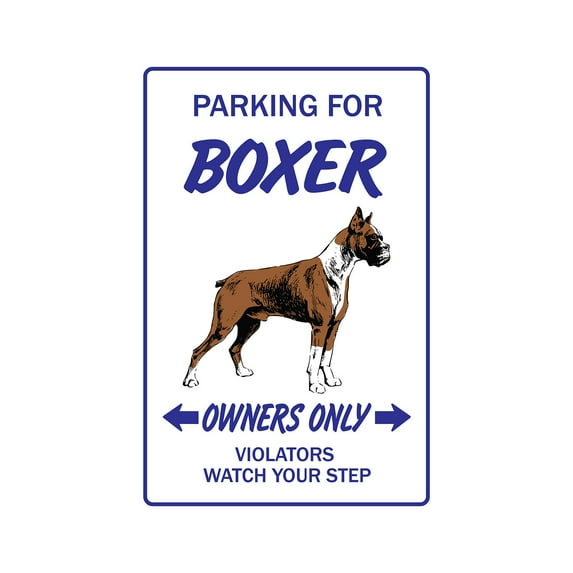 BOXER DOG Aluminum Sign pet parking breeder lover groomer animal | Indoor/Outdoor | 18" Tall