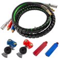 thumbnail image 1 of BOXI 3 in 1 15 Ft Wrap Heavy Duty 7 Way Truck Tractor Trailer Rig Electric Cable Wrap Cord ABS & Air Line Hose Assembly W / Aluminum Emergency Universal Glad Hands Anodized Glad Handle 30-2171 451098, 1 of 10