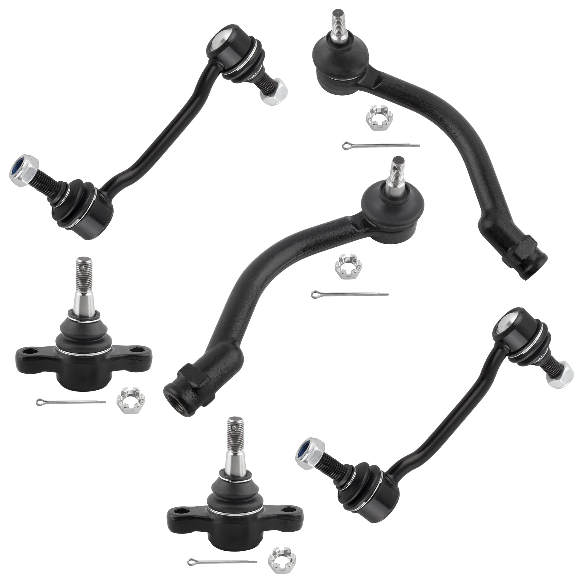 BOXI 6pcs Front Sway Bar Links + Lower Ball Joints + Outer Tierod Kit Fit for Hyundai Azera 2006-2007 / for Hyundai Sonata 2006-2008 | ES800104 ES800105 K80949 K500035