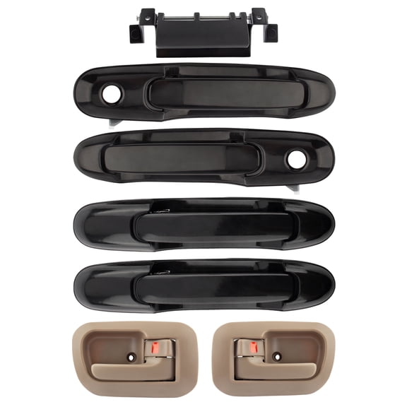 BOXI 80850 80357 80359 80533 80504 79600 (Set of 7) Exterior Interior Front Rear Left Driver Right Passenger Side + Tailgate Door Handles For Toyota Sienna 1998-2003 Black+Beige