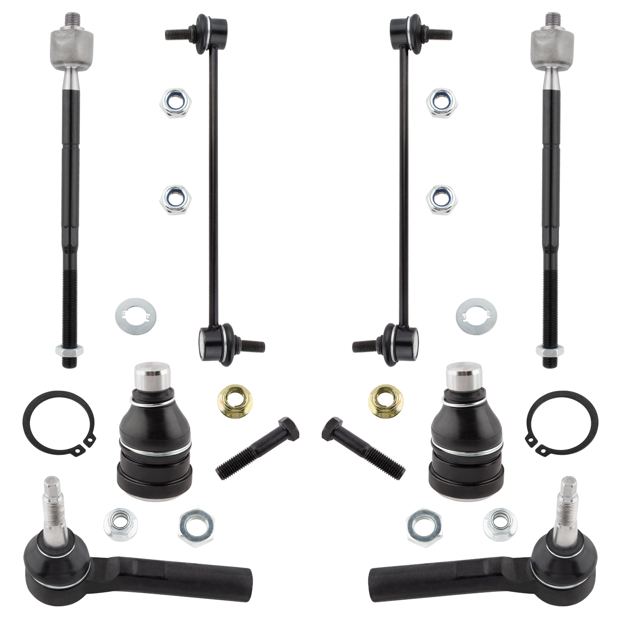 BOXI 8pcs Front Lower Ball Joints Sway Bars Tie Rods Kit for Dodge