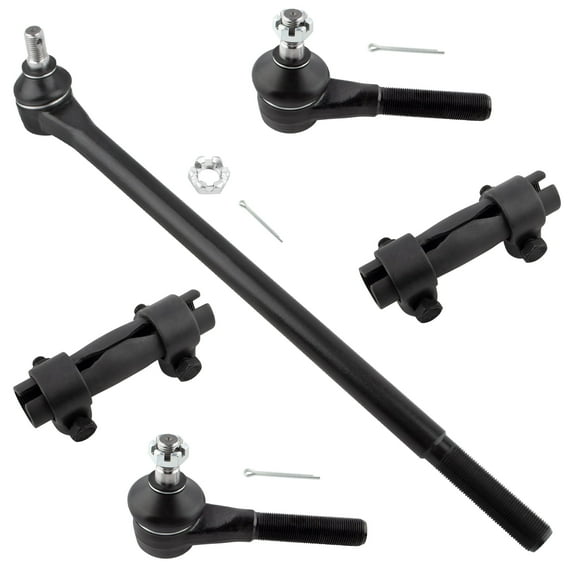 BOXI (Set of 5) Front Inner Tie Rod End Drag Link + Outer Tie Rod Ends + Adjustment Sleeves Fit for Ford Bronco F-150 F-250 1980-1996 F-350 1980-1995 | Replace DS1017 ES2077 ES2078 ES2079 ES2080