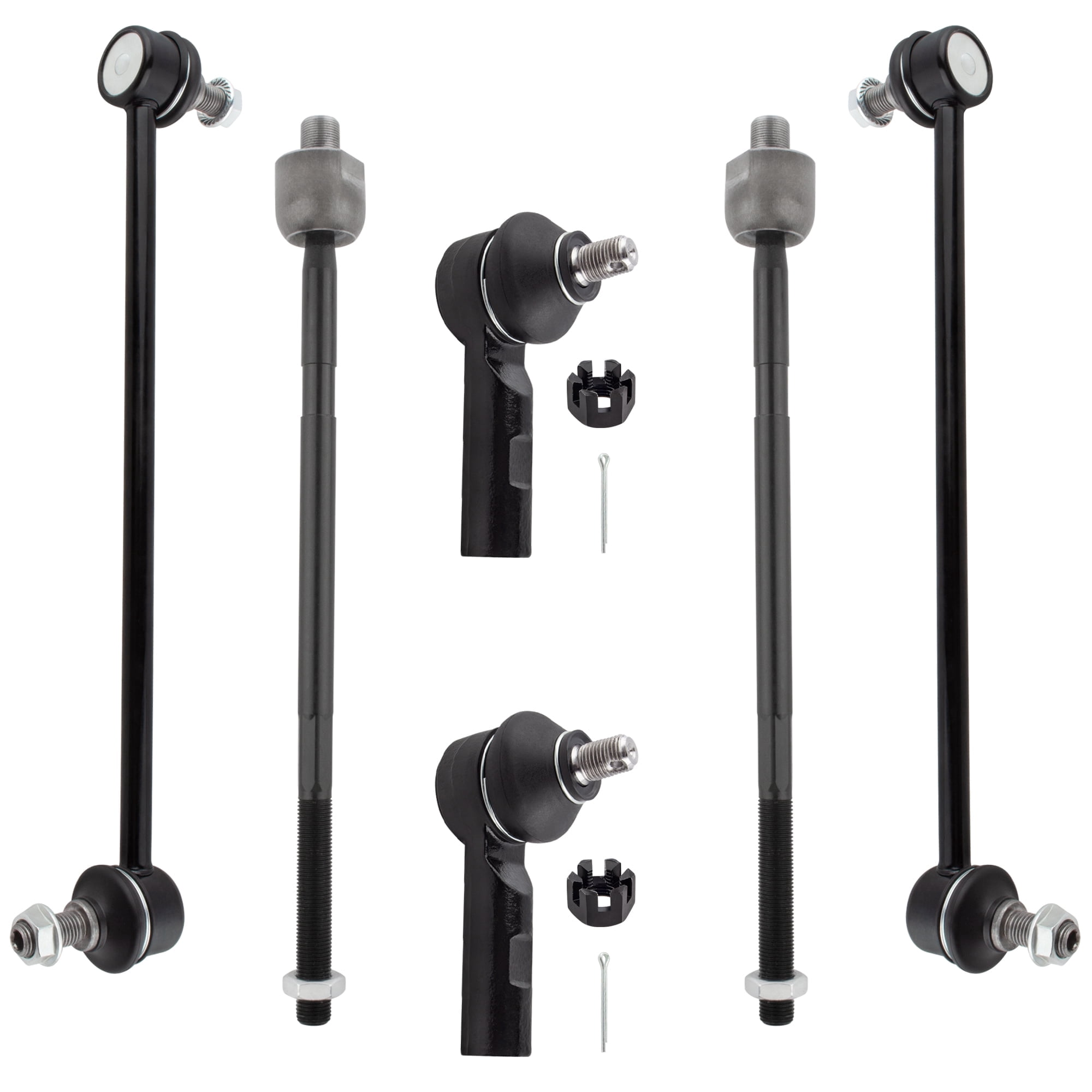 Link Front View BOXI (Set of 6) Front Inner & Outer Tie Rod End Links + Front ...