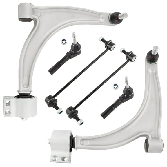 BOXI (Set of 6) Front Lower Control Arms + Tie Rod Ends + Sway Bar End Lins Fit for Chevy Malibu 2004-2012 / for Pontiac G6 2005-2010 / for Saturn Aura 2007-2009 | K620179 K620180 K80252 ES800086