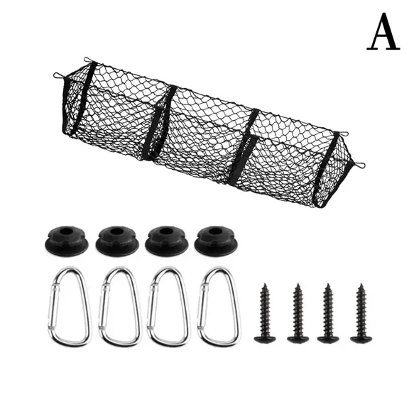 BOXIANG Car Mesh Elastic Nylon Rear Back Cargo Trunk Storage Organizer Luggage Net Trunk Bed Holder fit for SUV Car Pickup Truck Bed Ac J0Z9