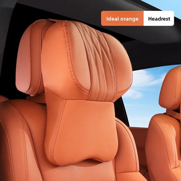 BOXIANG Car Seat High-end Leather Pillow Neck Driving Seat Headrest Back Cushion Luxury Universal Auto Lumbar Support Waist Head Qulit