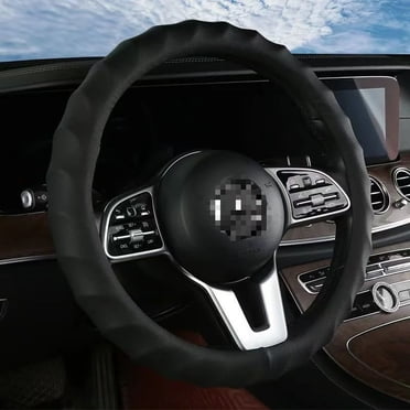 BOXIANG Full Leather Car Steering-wheel Cover 38CM Car Sport Style Auto Steer Wheel Covers Anti-Slip Anti Scratch Steering Cover