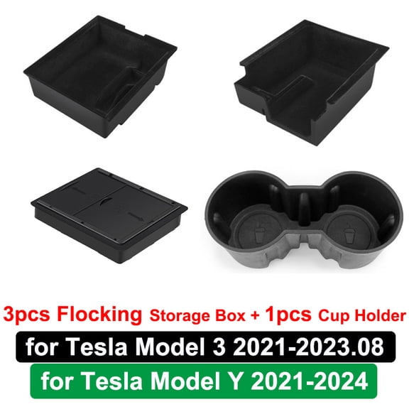 BOXIANG fit for Tesla Model Y 3 Center Console Storage Organizer Box Tray Armrest Hidden Box Bins Cup Holder Auto Interior Accessories