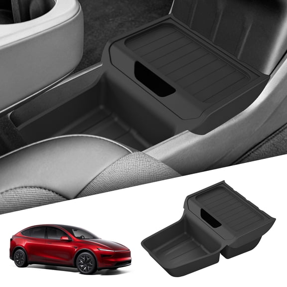 BOXIANG fit for Tesla Model Y Juniper Standard RWD 2026 2025 Center Console Lower Storage Box TPE Central Tray Organizer Accessories Tidying