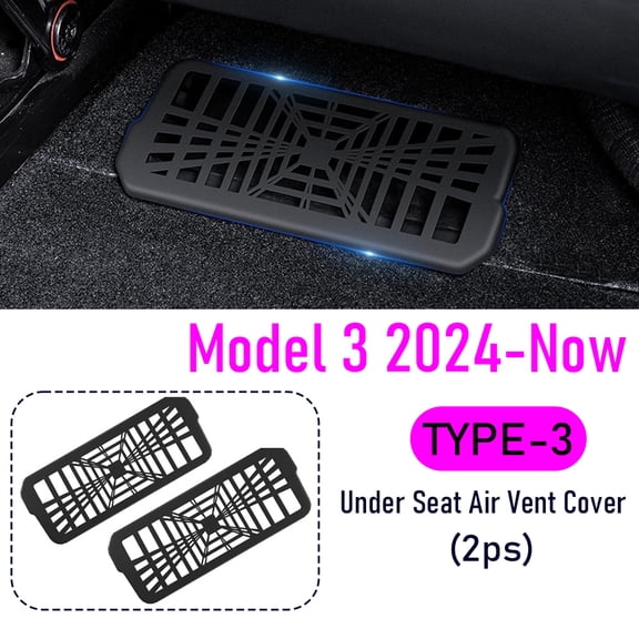 BOXIANGfit for 2025 2026 Tesla Model 3 Y Juniper Car Air Outlet Cover Under Seat Vent Protection Cover Anti Clogging Grille Protector Mesh