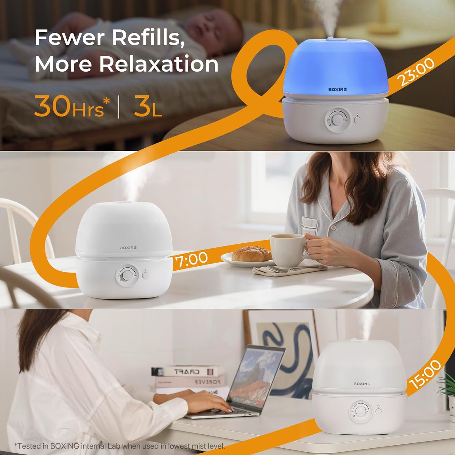 BOXING 3L Top Fill Humidifiers for Bedroom Baby with 12-Pack Replacement Filters