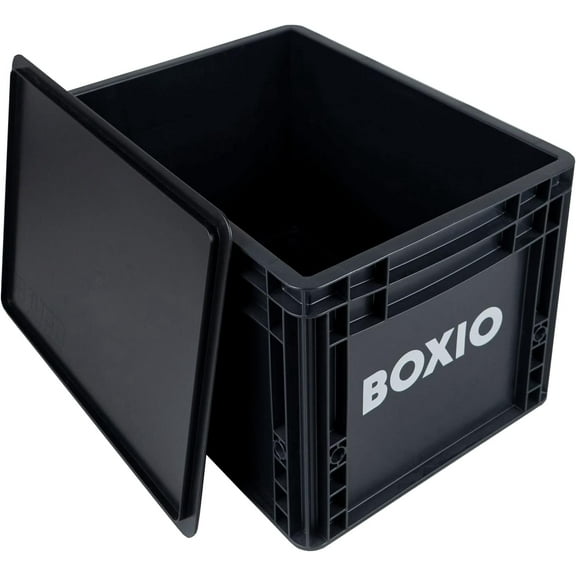 BOXIO Solo: Storage box with lid – 15.7" x 11.8" x 11.0" – perfect plastic transport box for camping, boat or garden – stackable with other stacking boxes – Made in Germany