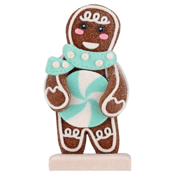 Clay Dough Gingerbread Boy with Scarf Christmas Decoration, Brown and Blue, 5.3", by Holiday Time