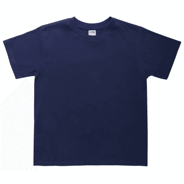 BOY'S 100% COTTON ROUND NECK T-SHIRT, Navy L, 1 Count, 1 Pack