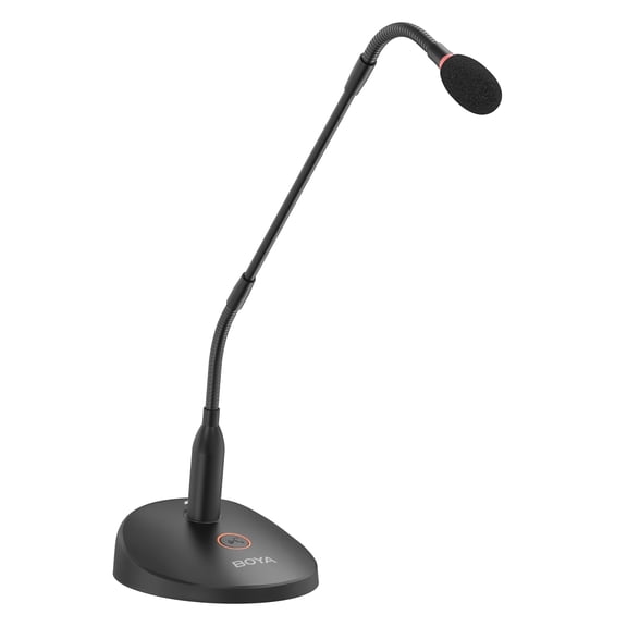 BOYA 18" Desktop Gooseneck Condenser Microphone, XLR Cardioid Podium Mic Powered by AAA Batteries or 48V Phantom Power for Conferences, Lectures, Speeches and Church Audio Systems