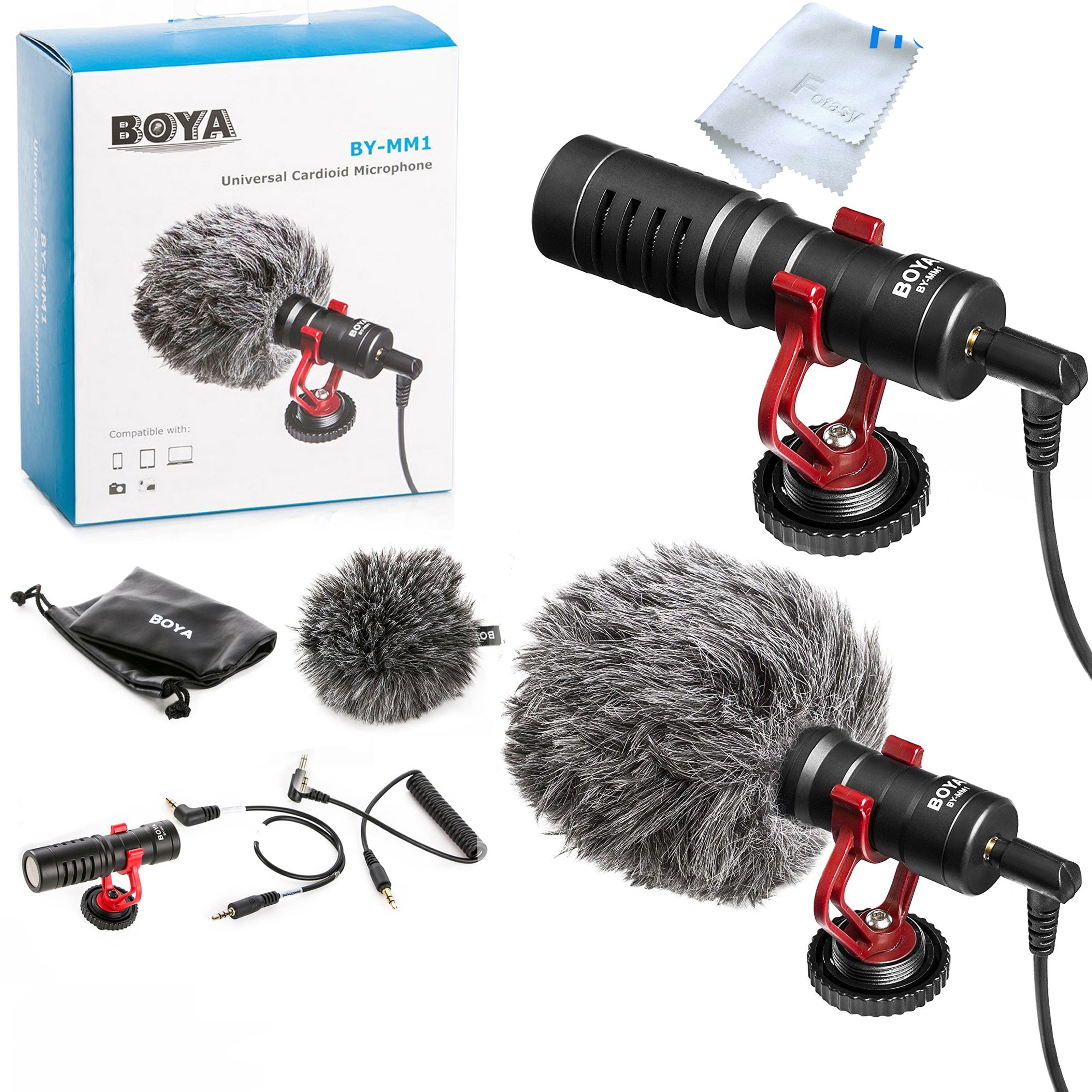 BOYA BY-MM1 Cardiod Vlogging Mic, Shock Mount TRRS TRS, for iPhone