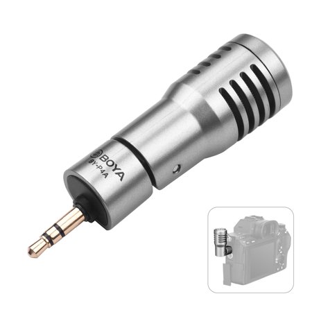 BOYA BY-P4A Omnidirectional Condenser Microphone Mini Mic with Windscreen 3.5mm TRS Plug for Camera Camcorder Vlog Shooting Live Stream Interview