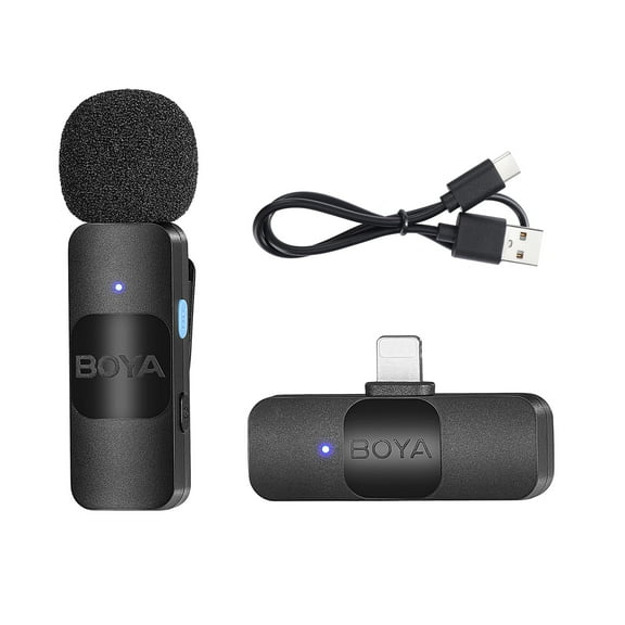 BOYA BY-V1 One-Trigger-One 2.4G System Clip-on Phone Microphone Omnidirectional Mic Auto Pairing Smart Noise Reduction 50M Transmission Replacement for 14131211 Series