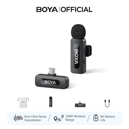 BOYA BY-V10 Wireless Microphone for iphone 17 16 15, 100 m with AI Noise Reduction