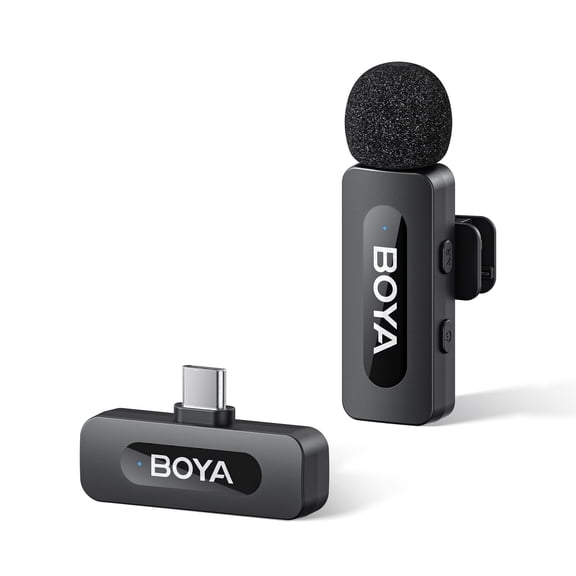 BOYA BY-V10 Wireless Microphone for iphone 15/16/17, 328Ft Transmission with 9H Battery, AI Noise Reduction, Use while Charging, for Live Streaming and Video Creation