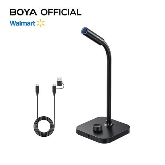 BOYA® CM30 Gaming Computer USB Microphone for Business Meetings, Audiobook Recording, Interviews, 0–25 dB Gain, 9.7mm Capsule, 16 Bit CD Audio