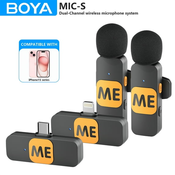 BOYA MIC-S Wireless Lavalier Lapel Microphone for iPhone Android PC Laptop Computer Gaming Live Streaming Youtube Recording Vlog