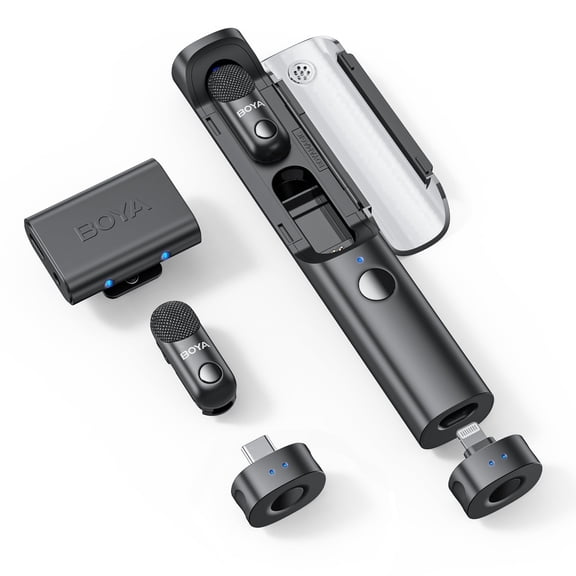 BOYA Magic Microphones for iPhone/Camera/Android, 4 Uses, AI-Powered Noise Cancelling, 328ft, Works on All Devices