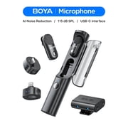 BOYA Magic 6-in-1 AI Noise Cancelling Wireless Microphone with Charging Case, Black