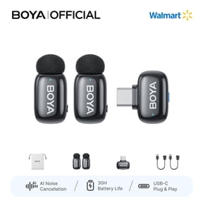 BOYA Mini 2 Microphones for iPhone/Android, 2TX+USB-C RX, 328 FT, Professional Microphones for Vlog, Podcast, Interview