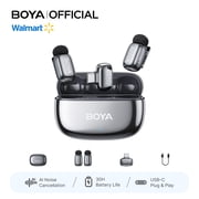 BOYA  Mini 2 Wireless Lavalier Microphone, for iPhone/iPad/iPod, 30H,MIF, 328 FT, AI Cancelling, with Charging Case for Vlog, Streaming, Gray