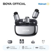 BOYA Mini 2 Wireless Lavalier Microphone, for iPhone/iPad/iPod, 30H,MIF, 328 FT, AI Cancelling, with Charging Case for Vlog, Streaming, Gray