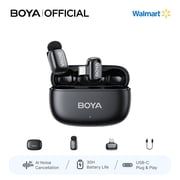 BOYA Mini 2 Wireless Lavalier Microphone for iphone, 328 FT, AI Cancelling, 30 H, MIF, for Singing, Tiktok, YouTube, Streaming, Black