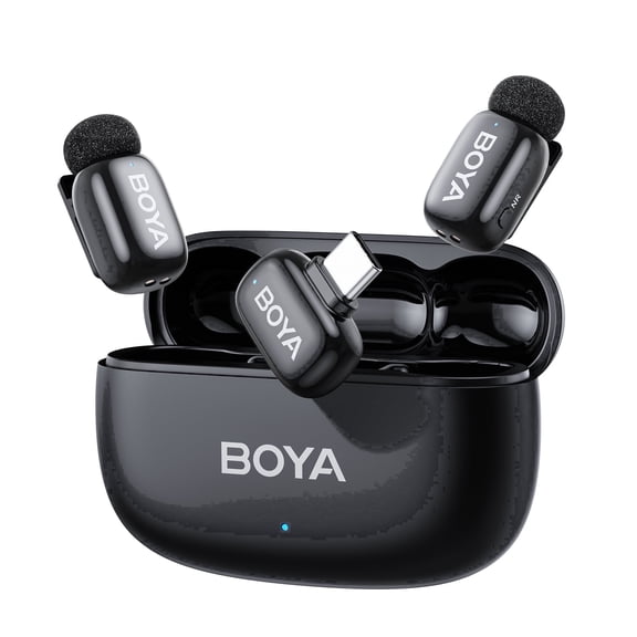 BOYA Mini 2 Wireless Lavalier Microphone with Charging Case, for iPhone/iPad/iPod, AI Cancelling, Portable,MIF, 328 FT, for Video Content Creation