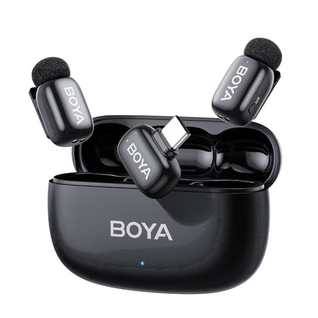 BOYA Mini 2 Wireless Lavalier Microphone with Charging Case, for iPhone/iPad/iPod, AI Cancelling, Portable,MIF, 328 FT, for Video Content Creation