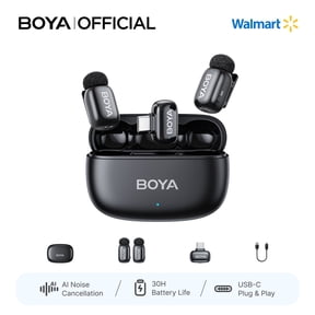BOYA Mini 2 Wireless Lavalier Microphone for iPhone, 328ft with AI Noise Cancelling