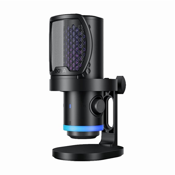 BOYA USB Gaming Microphone for PC, Mac, Phone, Streaming, Built-in DSP Quadruple Noise Reduction, CD Sound Quality, 9 RGB, (Desktop Stand)